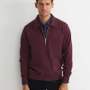 Outlet Sportscraft Collared Zip Sweat in Burgundy