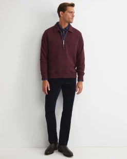 Outlet Sportscraft Collared Zip Sweat in Burgundy