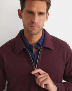 Outlet Sportscraft Collared Zip Sweat in Burgundy