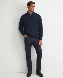 Hot Sportscraft Collared Zip Sweat in Navy