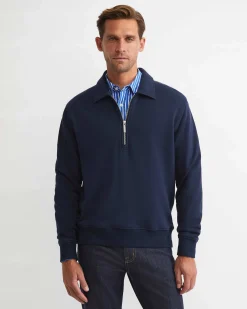 Hot Sportscraft Collared Zip Sweat in Navy