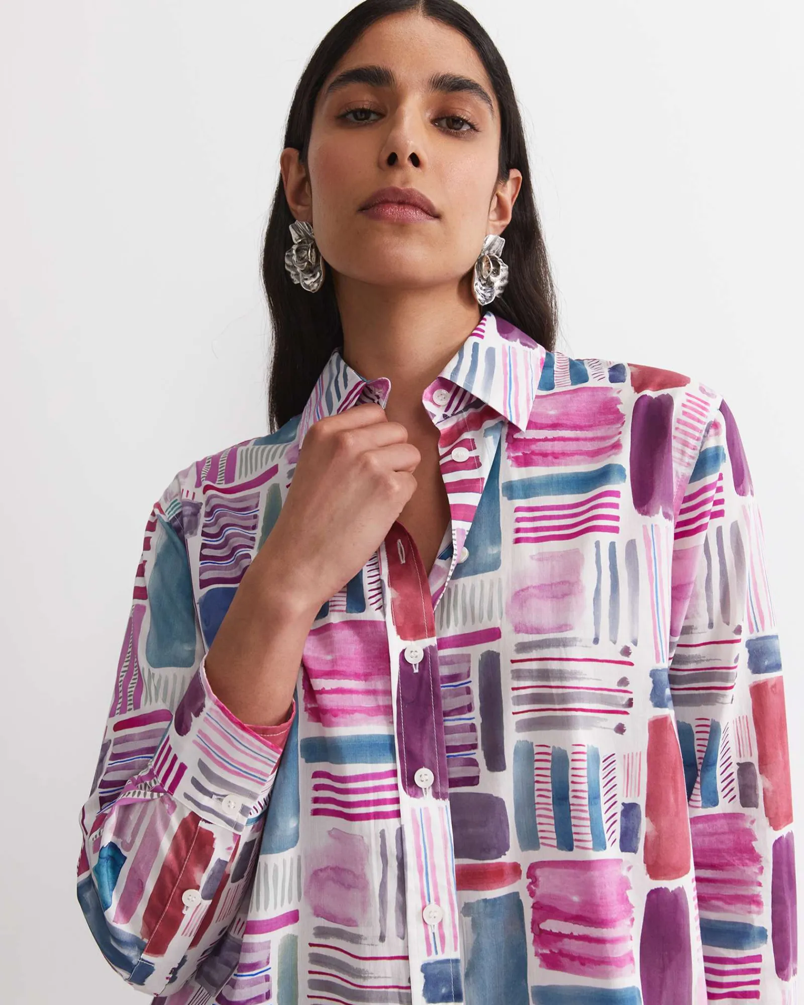 Clearance Sportscraft Construct Liberty Shirt in Pink Multi PinkMulti