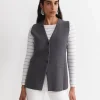 Discount Sportscraft Cotton Cashmere Knit Vest in Charcoal