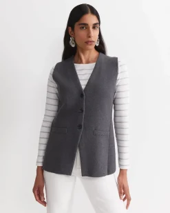 Discount Sportscraft Cotton Cashmere Knit Vest in Charcoal