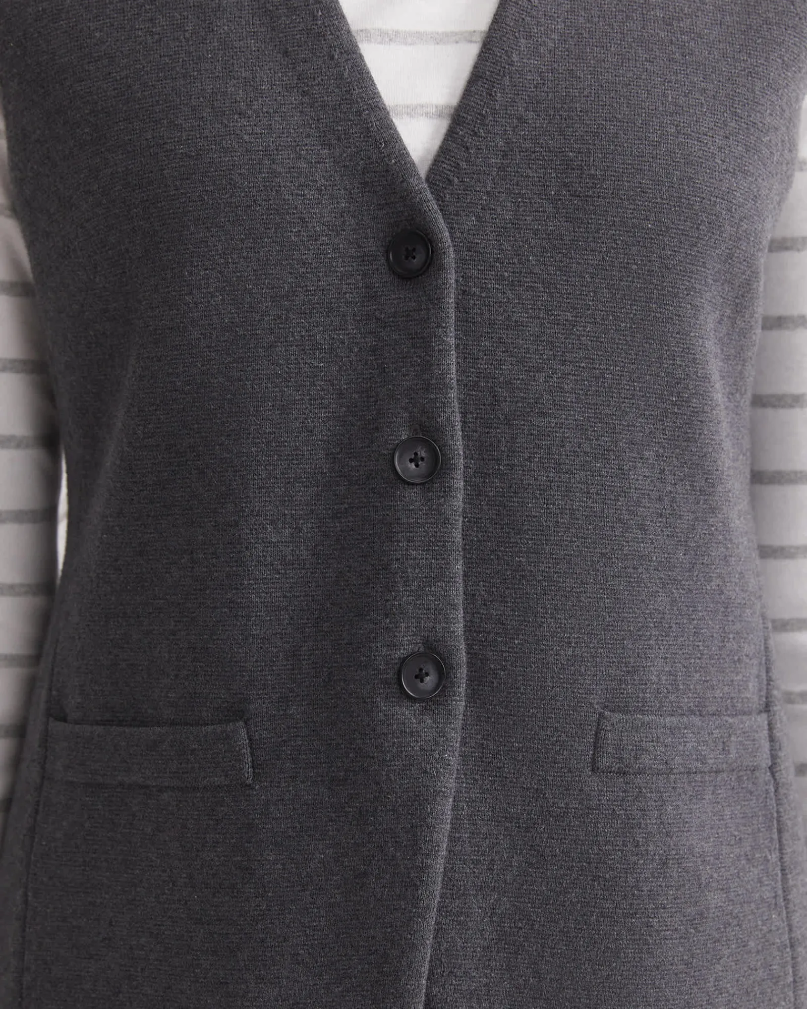 Discount Sportscraft Cotton Cashmere Knit Vest in Charcoal