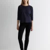 Sale Sportscraft Cotton Crew 3 Quarter Sleeve T-Shirt in Navy