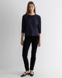 Sale Sportscraft Cotton Crew 3 Quarter Sleeve T-Shirt in Navy