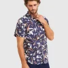 New Sportscraft Crawford Short Sleeve Tapered Shirt in Navy