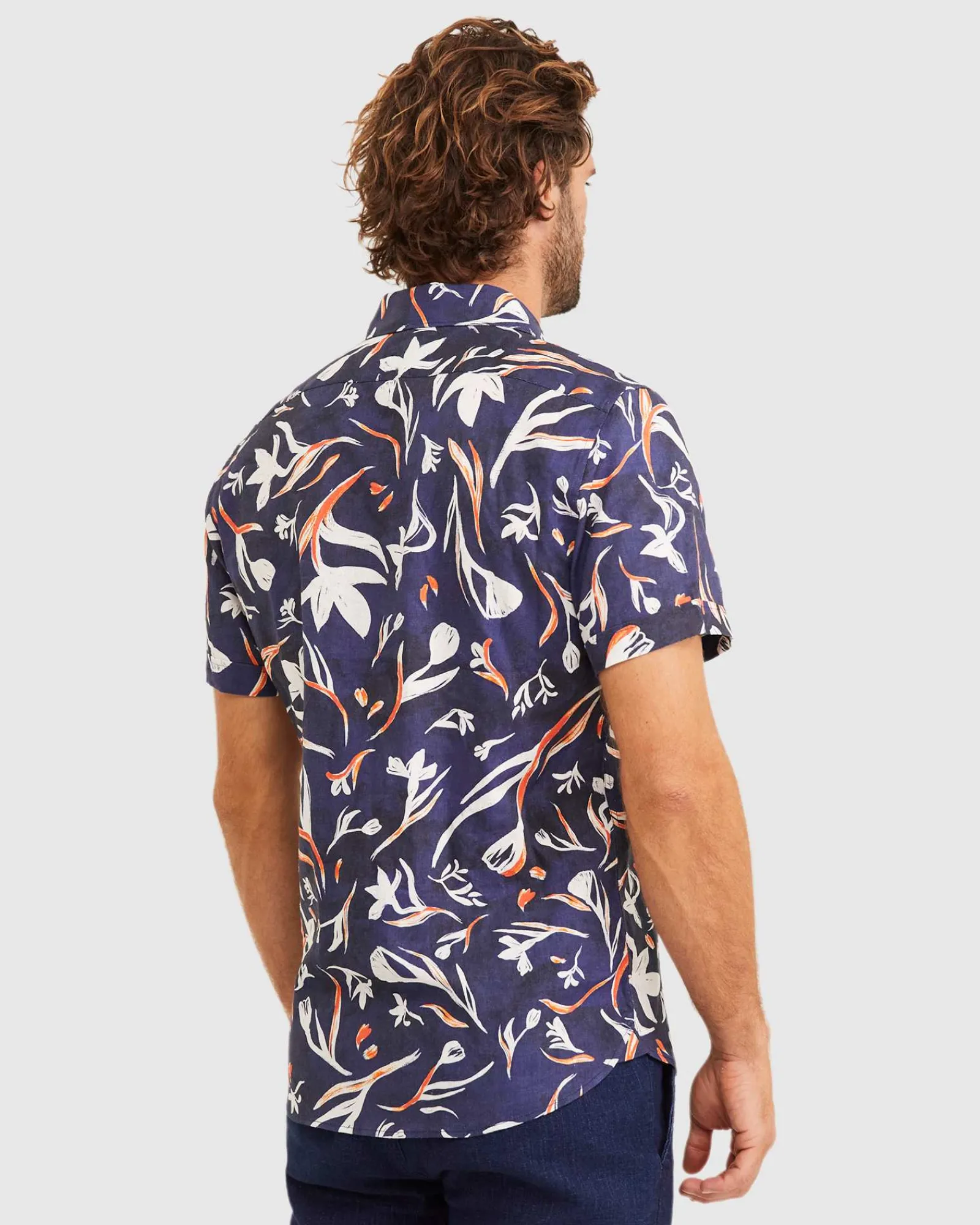 New Sportscraft Crawford Short Sleeve Tapered Shirt in Navy