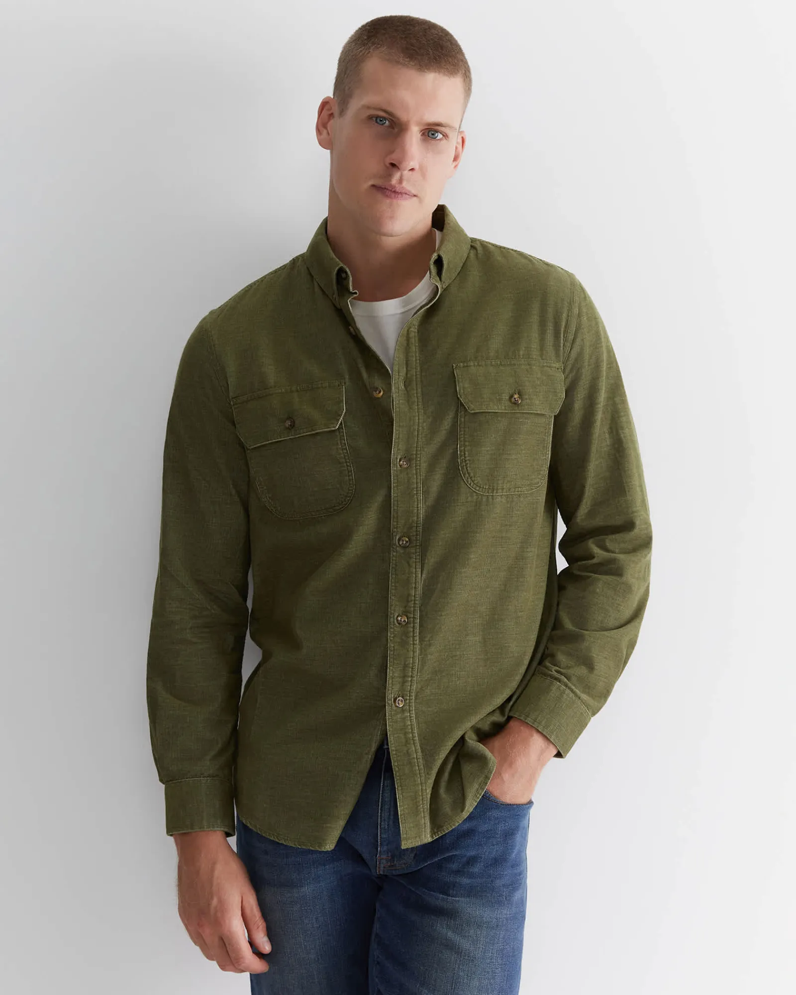 Online Sportscraft Cullen Cord Shirt in Moss