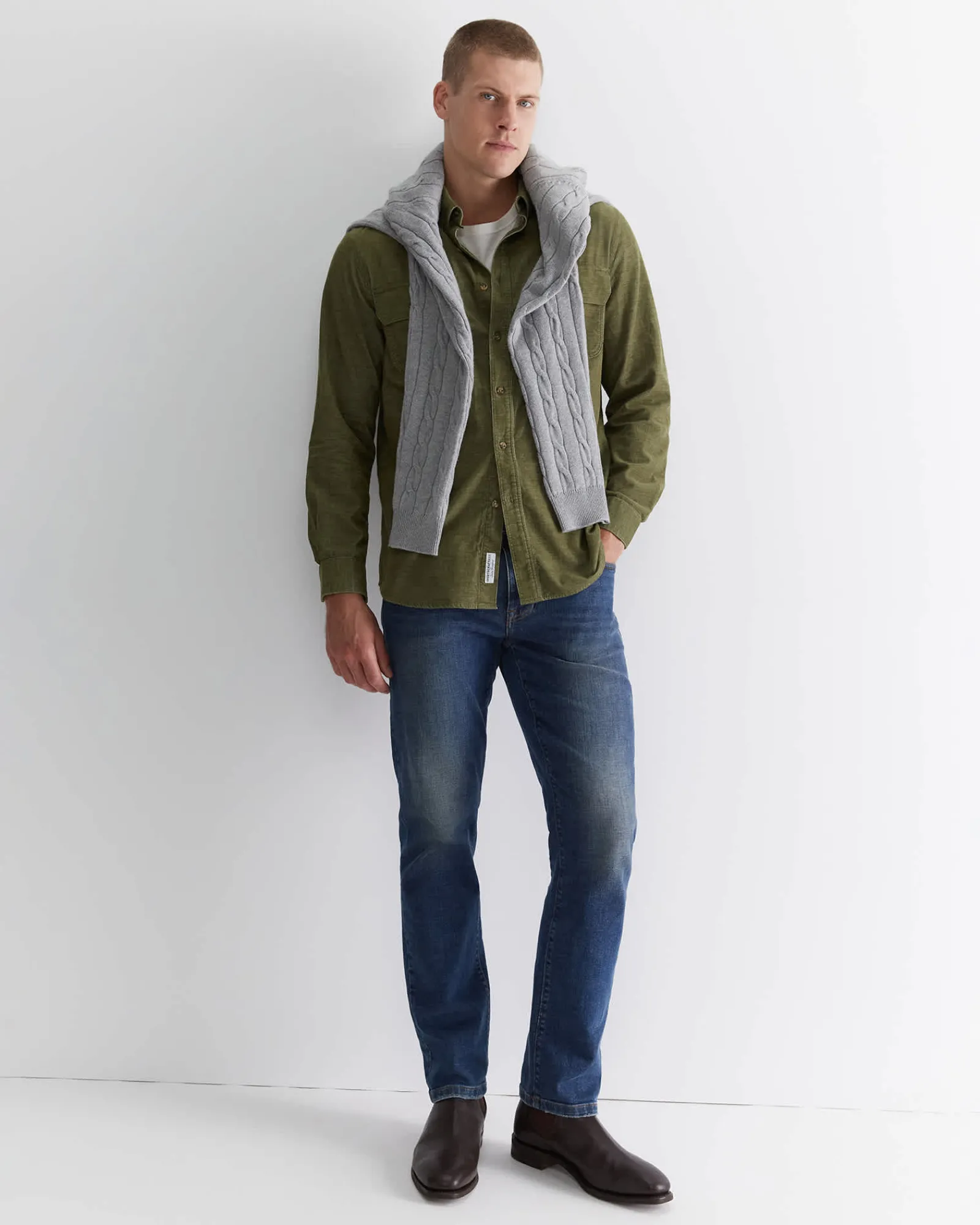 Online Sportscraft Cullen Cord Shirt in Moss