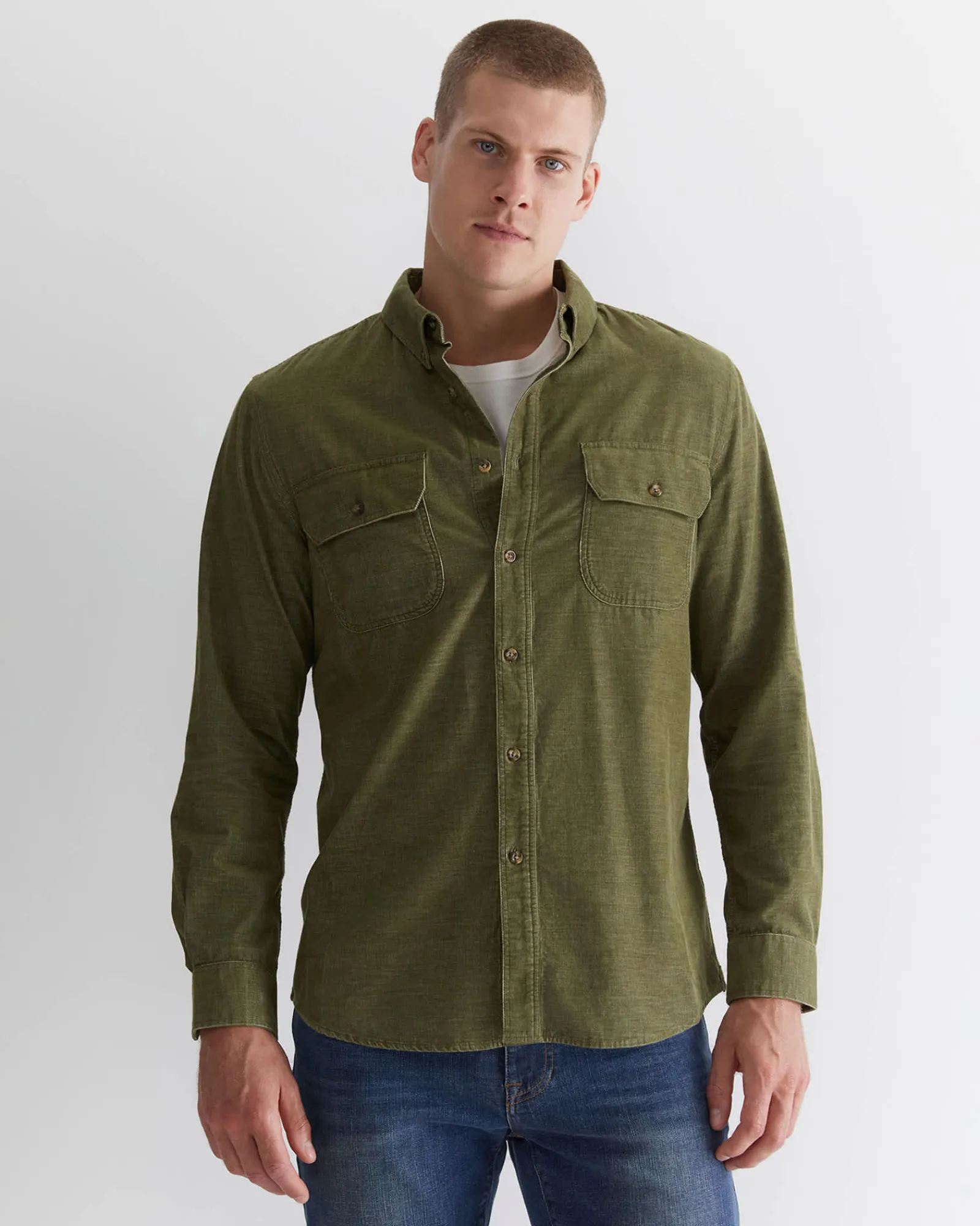 Online Sportscraft Cullen Cord Shirt in Moss