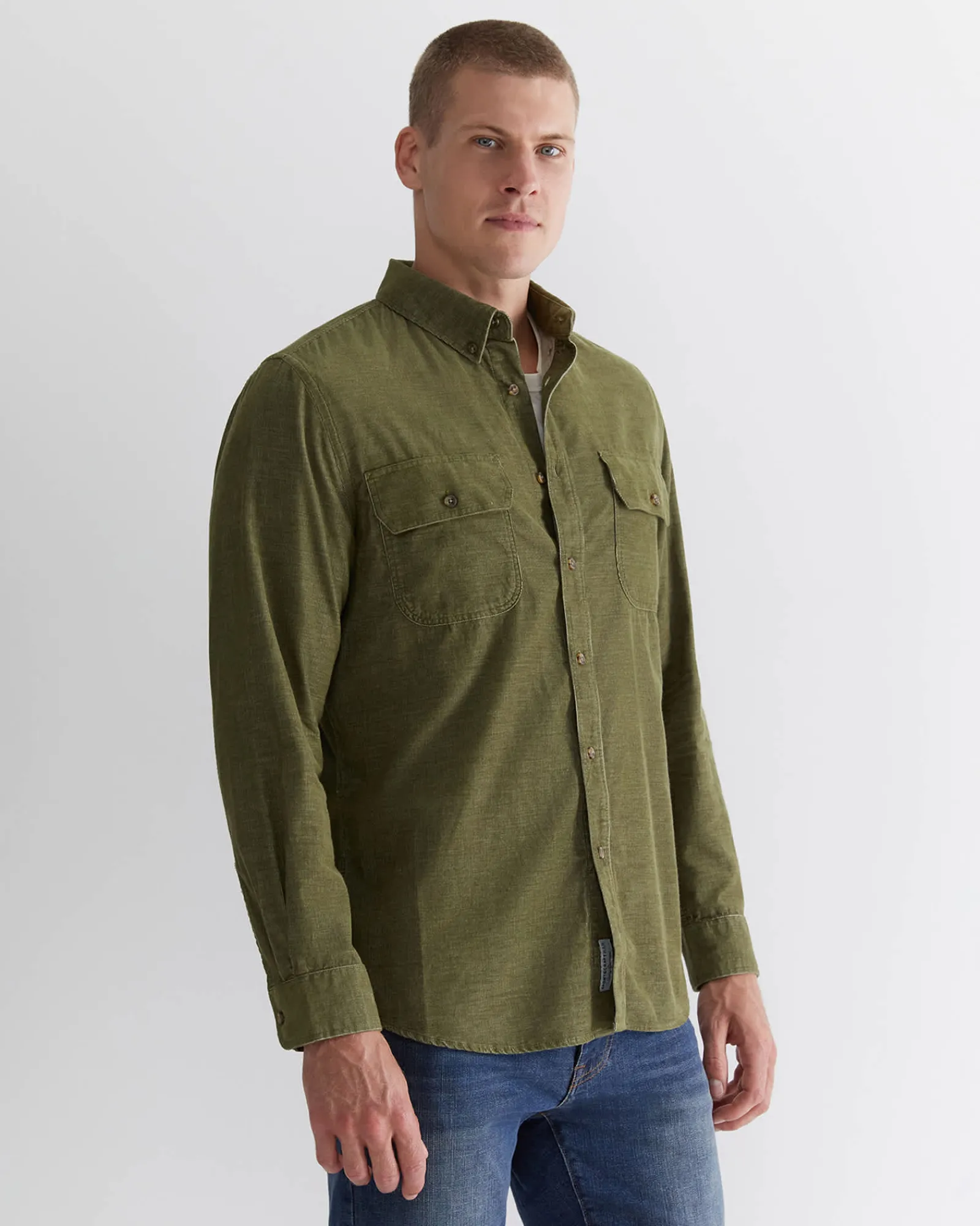 Online Sportscraft Cullen Cord Shirt in Moss