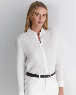 Online Sportscraft Dahlia Long Sleeve Linen Shirt in White