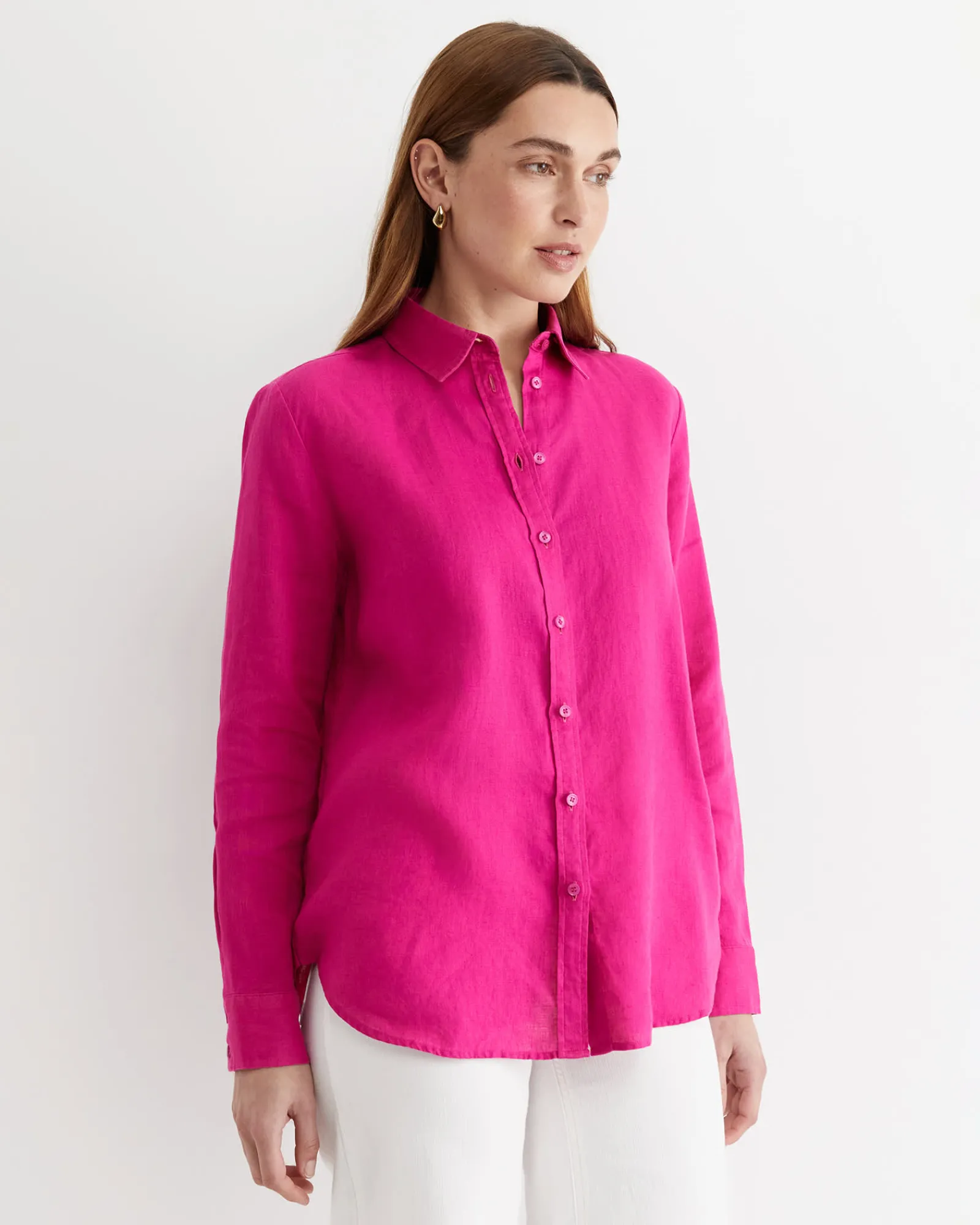 Sale Sportscraft Dahlia Long Sleeve Linen Shirt in Berry