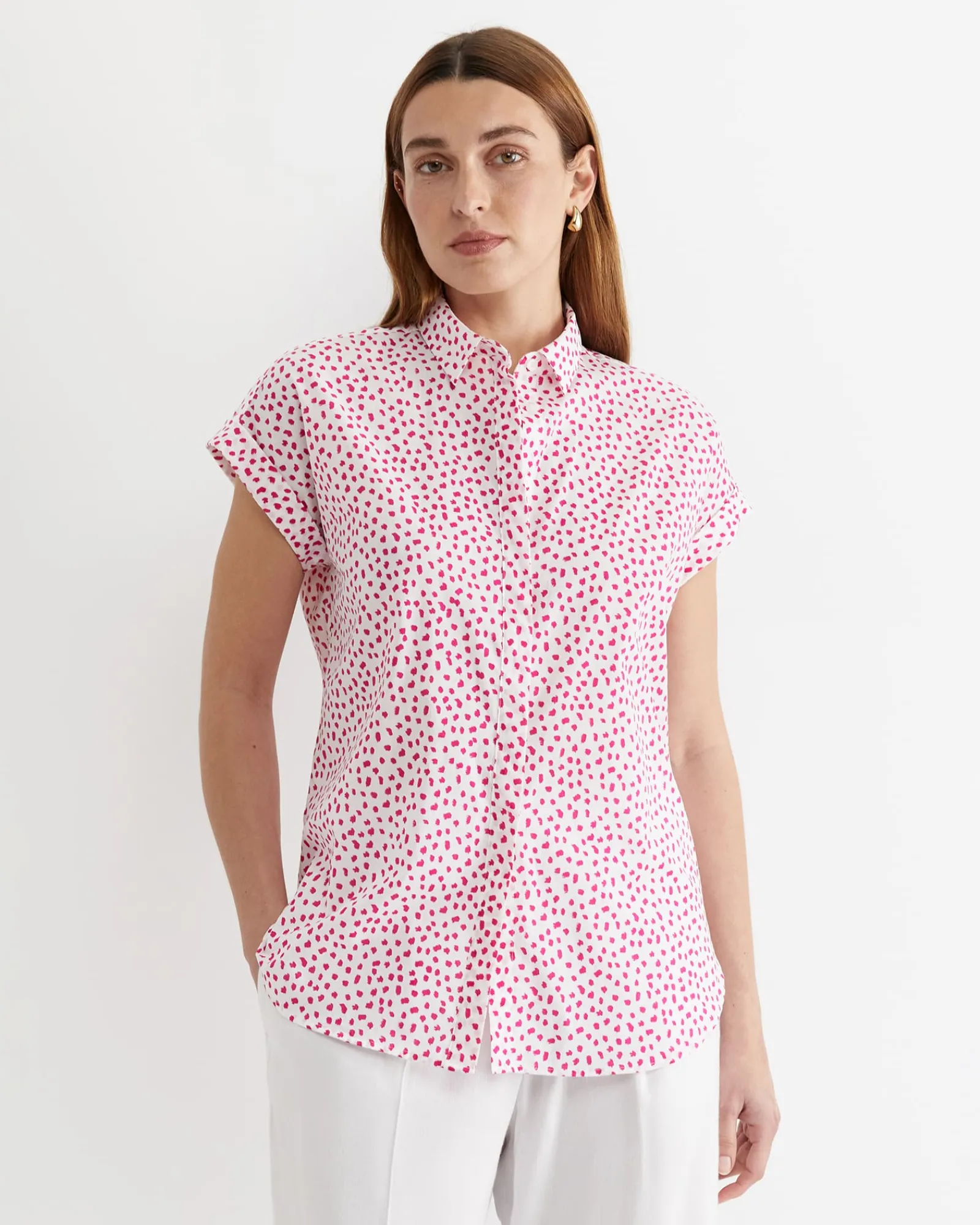 Sale Sportscraft Dashy Lily Voile Shirt in Whitepink White/pink