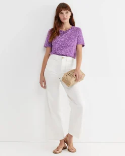 New Sportscraft Dashy Mercerised Tee in Purplewhite Purple/white