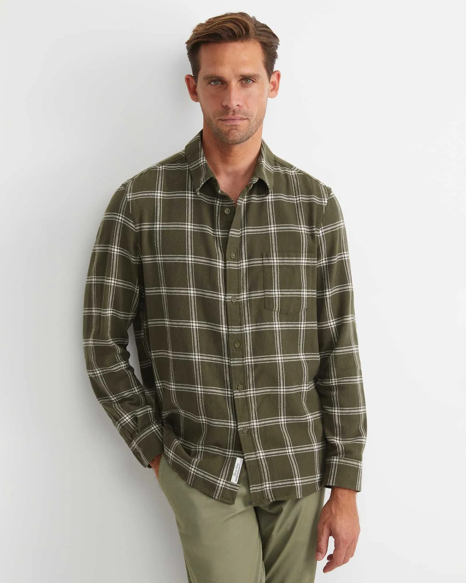 Online Sportscraft Davis Long Sleeve Check Shirt in Khaki