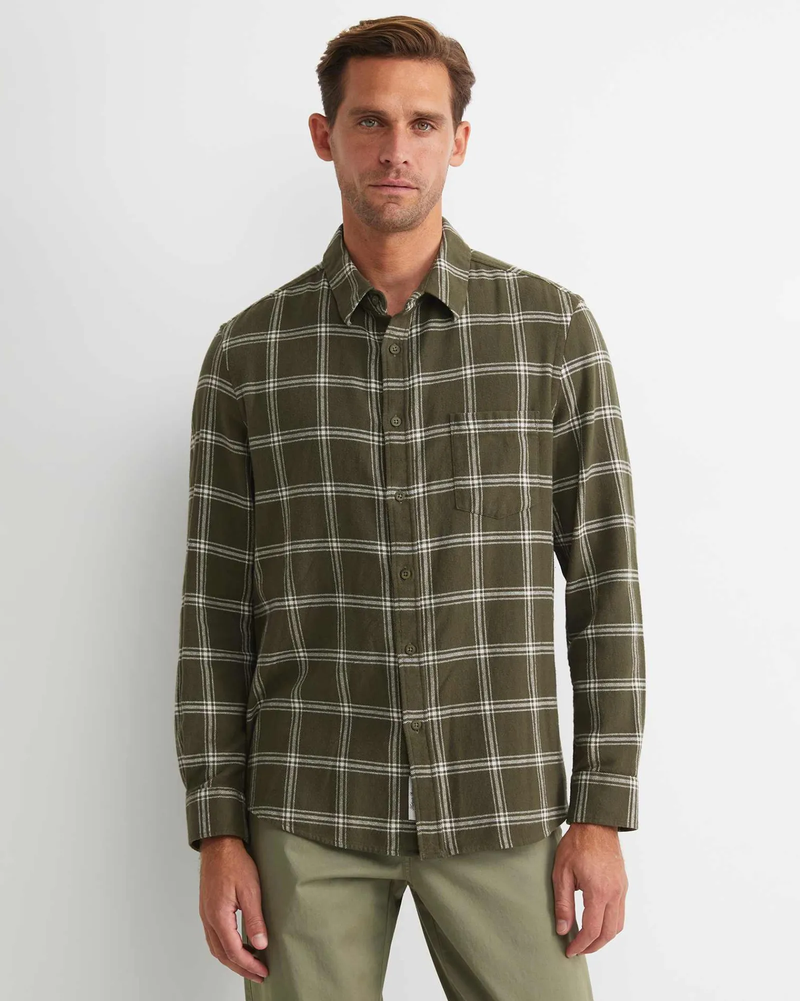 Online Sportscraft Davis Long Sleeve Check Shirt in Khaki