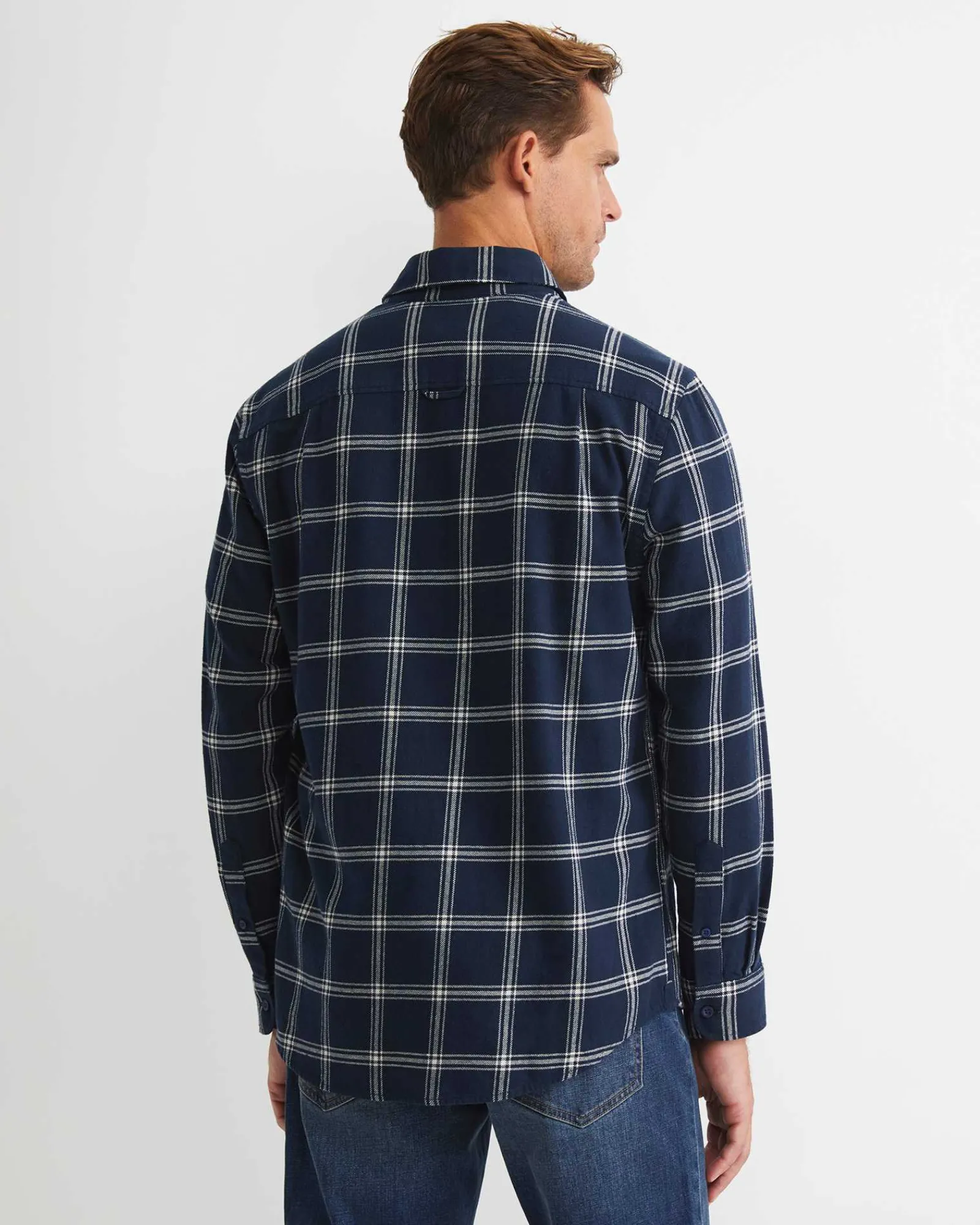 Discount Sportscraft Davis Long Sleeve Check Shirt in Navy