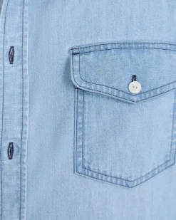 New Sportscraft Denim Long Sleeve Shirt in Light Wash LightWash