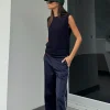 New Sportscraft Elka Cable Cropped Vest in Navy