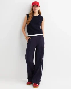 New Sportscraft Elka Cable Cropped Vest in Navy