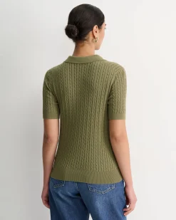 Clearance Sportscraft Elka Cable Polo in Khaki