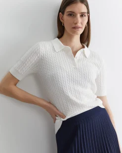 Hot Sportscraft Elka Cable Polo in White