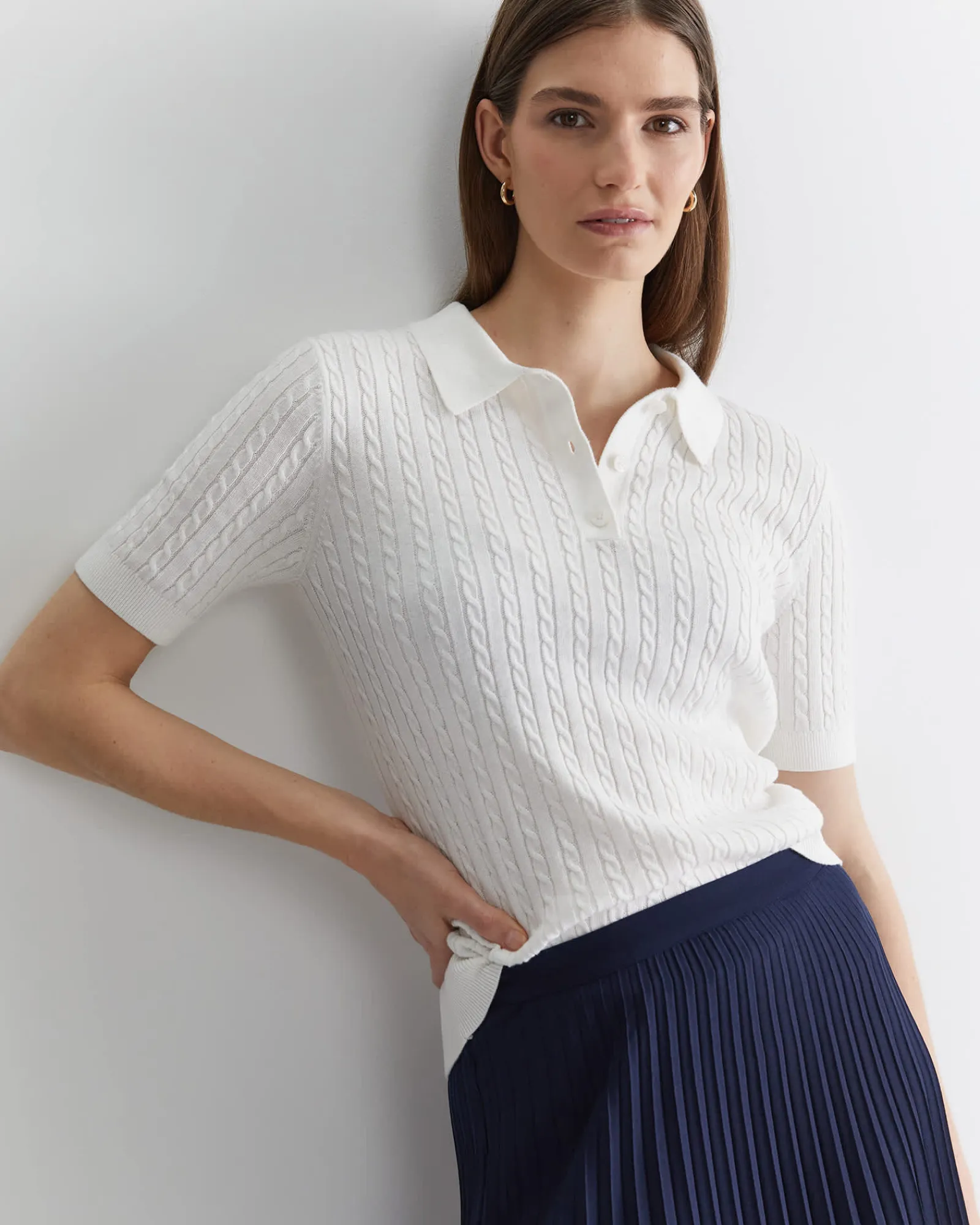 Hot Sportscraft Elka Cable Polo in White
