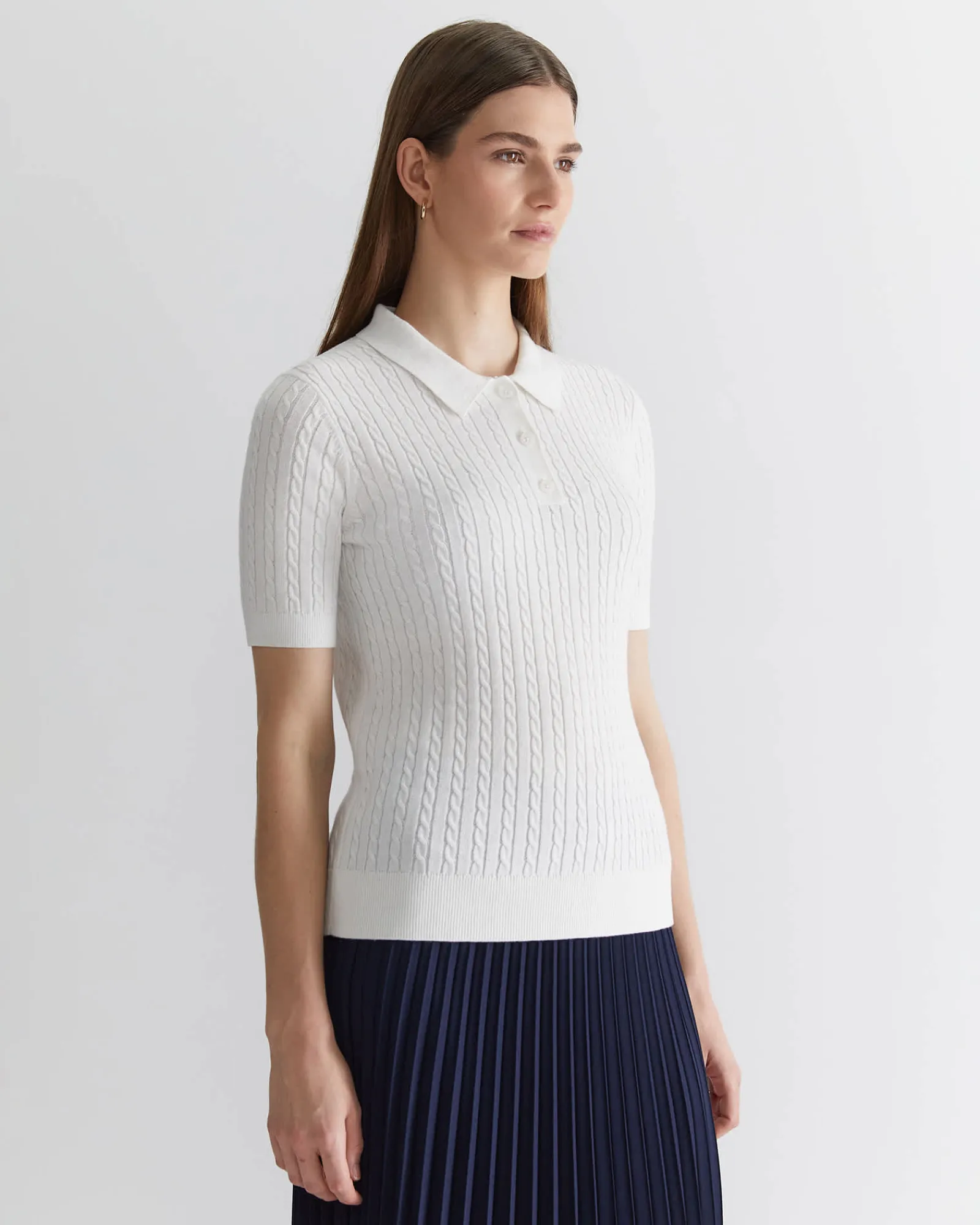 Hot Sportscraft Elka Cable Polo in White