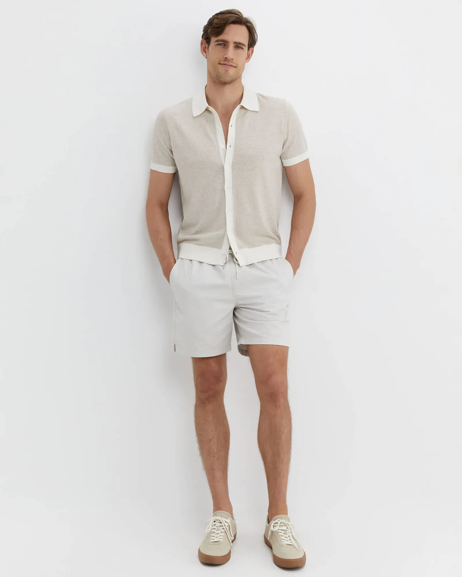 Discount Sportscraft Ellis Knitted Short Sleeve Shirt in Natural Melange NaturalMelange