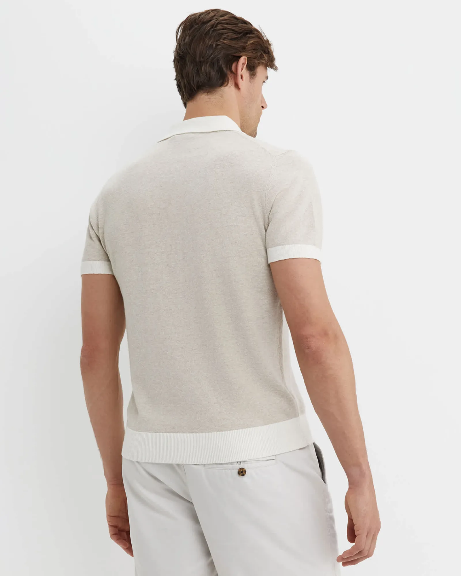 Discount Sportscraft Ellis Knitted Short Sleeve Shirt in Natural Melange NaturalMelange