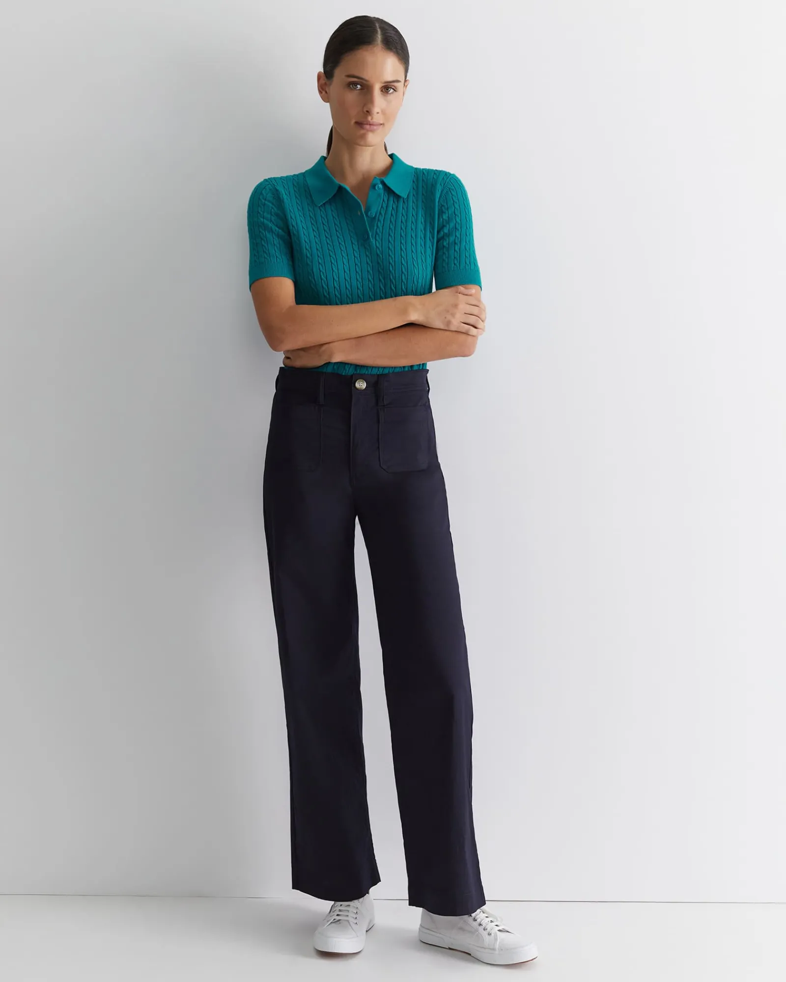 Clearance Sportscraft Evie Wide Leg Pant in Classic Navy ClassicNavy