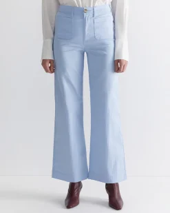 Discount Sportscraft Evie Wide Leg Pant in Pale Blue PaleBlue