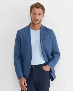 Hot Sportscraft Farrer Linen Sports Jacket in Mid Blue MidBlue