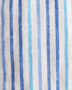 Hot Sportscraft Fenton Short Sleeve Stripe Linen Shirt in Blue Multi BlueMulti