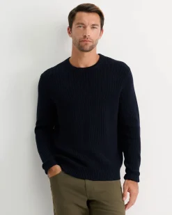 Outlet Sportscraft Finn Rib Crew Neck Knit in Navy