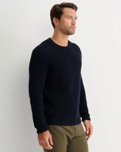 Outlet Sportscraft Finn Rib Crew Neck Knit in Navy