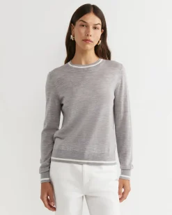 Clearance Sportscraft Francis Merino Crew Neck Knit in Silver Melange SilverMelange