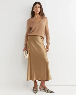 Discount Sportscraft Francis Merino V-Neck Knit in Tan