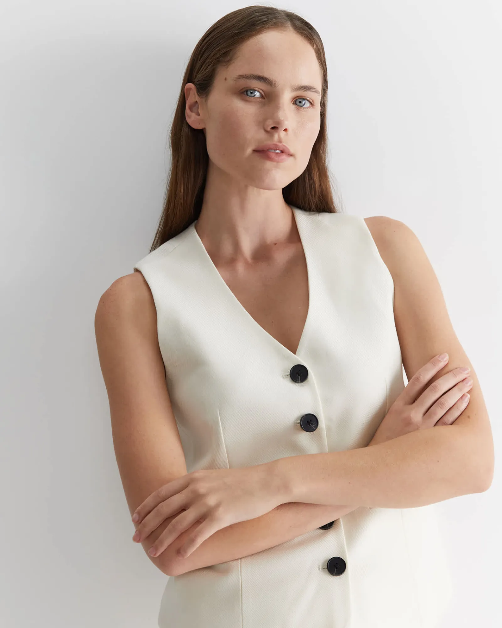 Online Sportscraft Frankie Twill Vest in Winter White WinterWhite