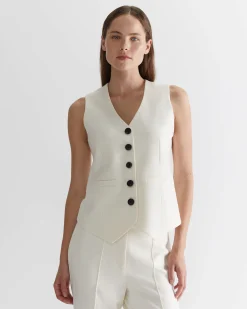 Online Sportscraft Frankie Twill Vest in Winter White WinterWhite