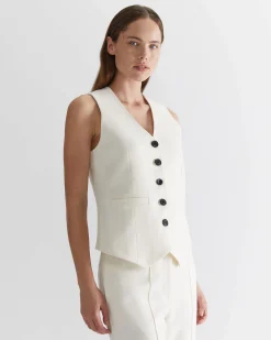 Online Sportscraft Frankie Twill Vest in Winter White WinterWhite