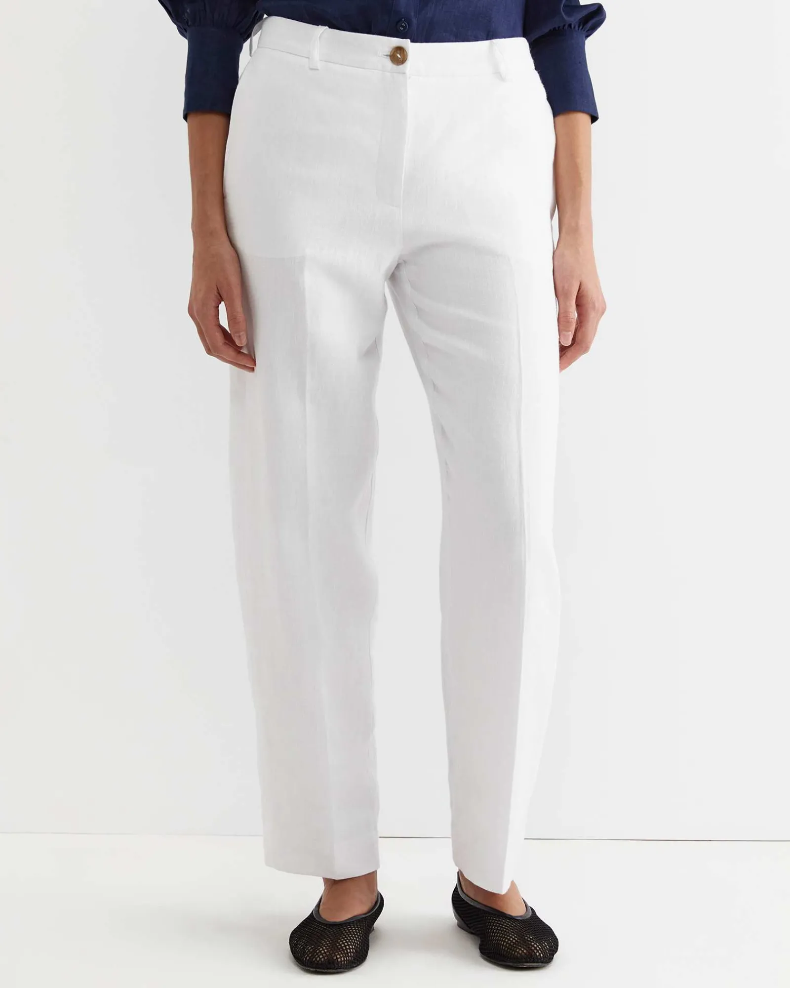 Fashion Sportscraft Freya Straight Linen Pant in White