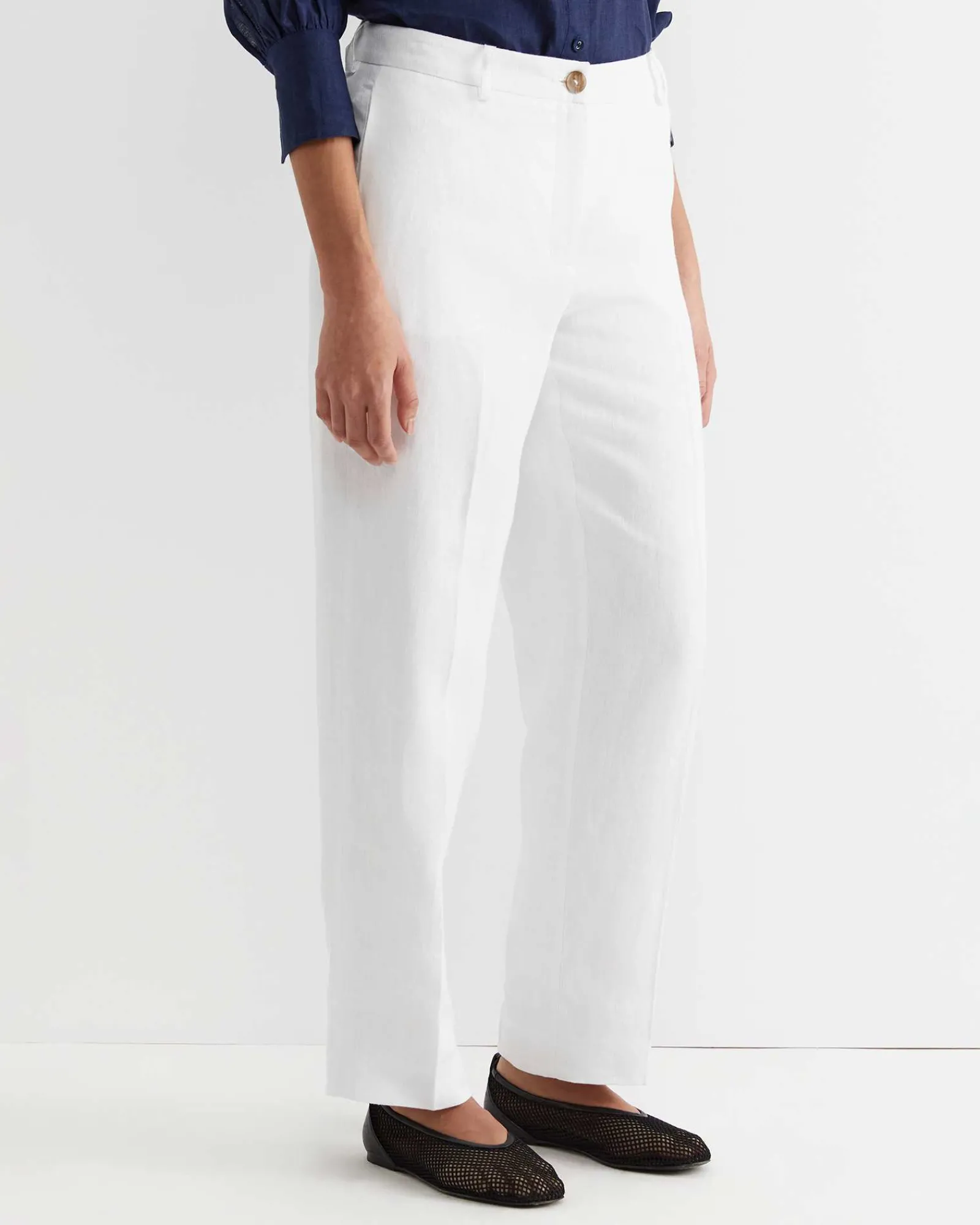 Fashion Sportscraft Freya Straight Linen Pant in White