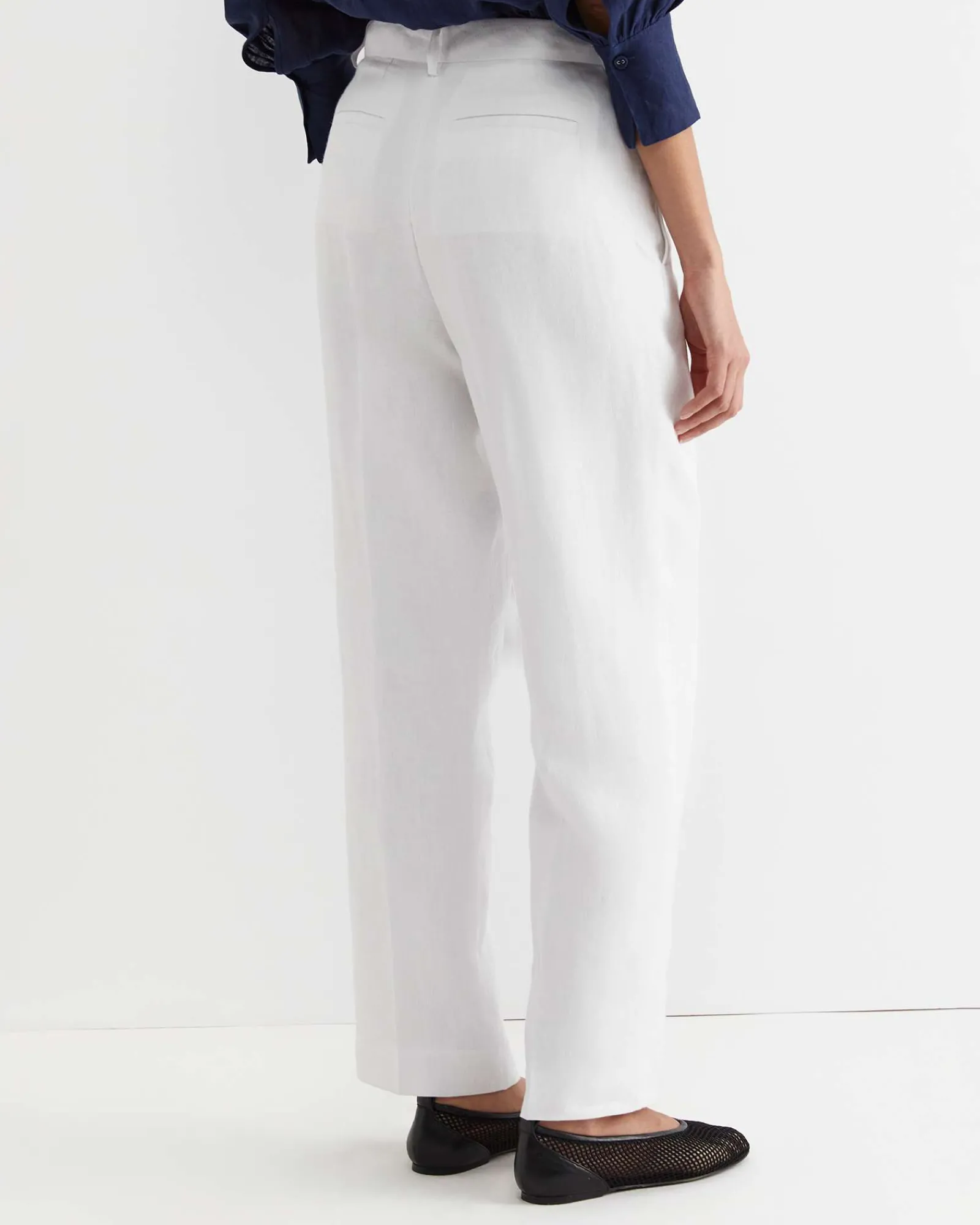 Fashion Sportscraft Freya Straight Linen Pant in White