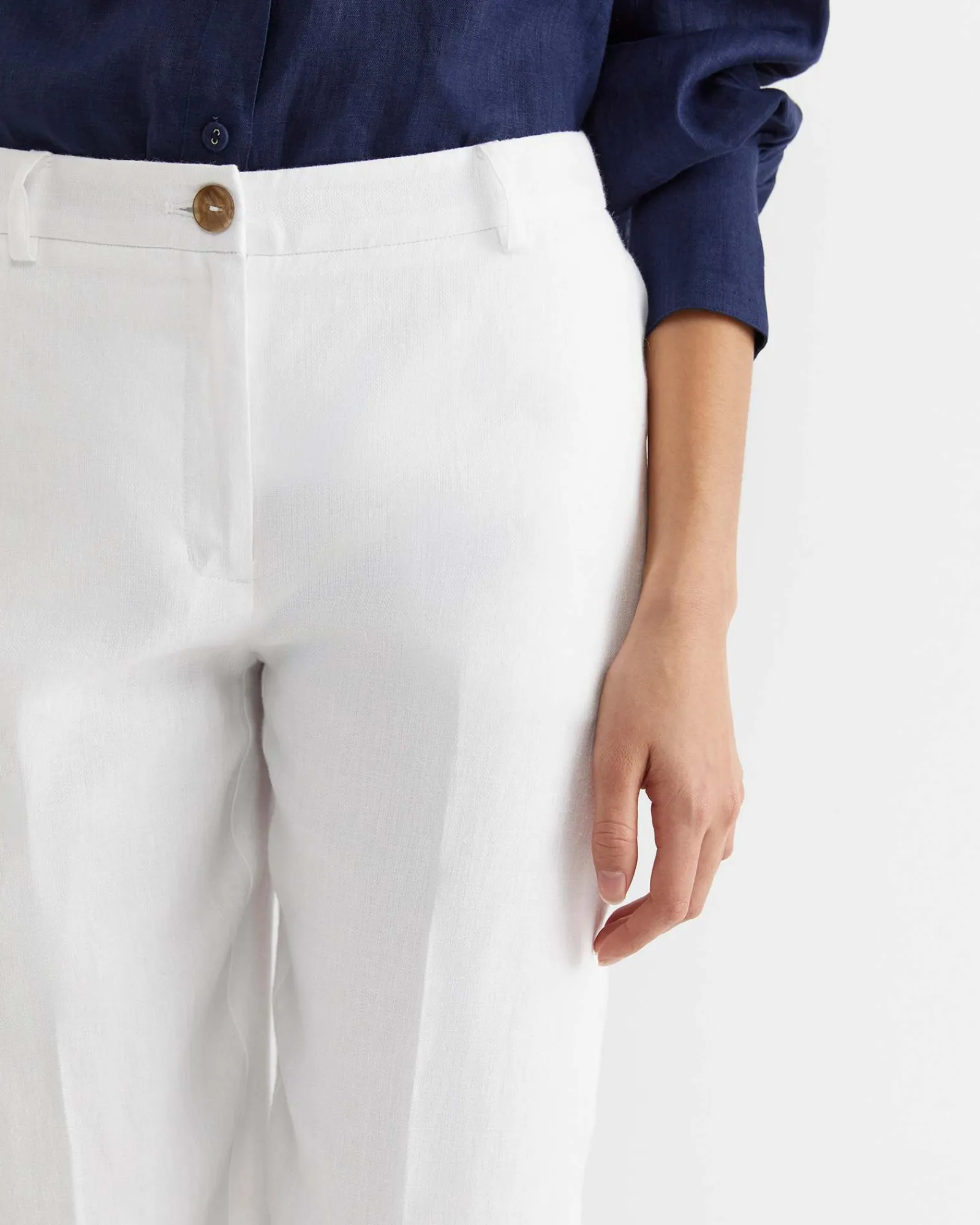 Fashion Sportscraft Freya Straight Linen Pant in White