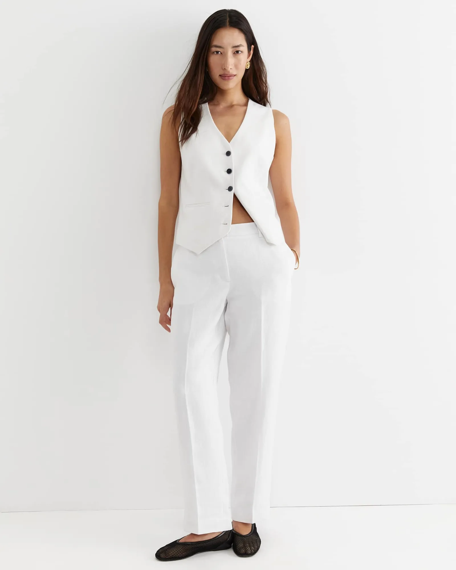 Fashion Sportscraft Freya Straight Linen Pant in White