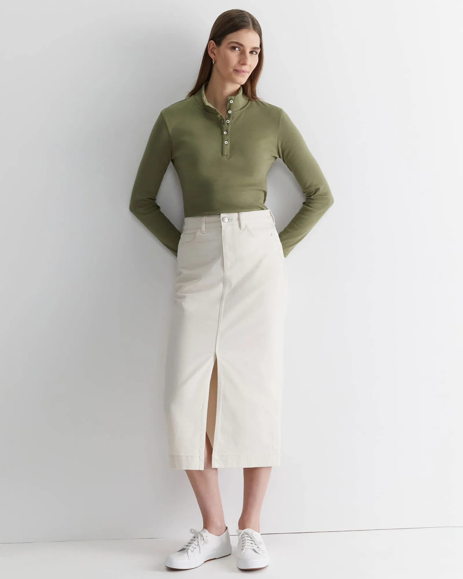 Sale Sportscraft Gabi Midi Skirt in Ecru